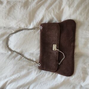 RR US Pat Brown Suade Clutch Shoulder Bag.
